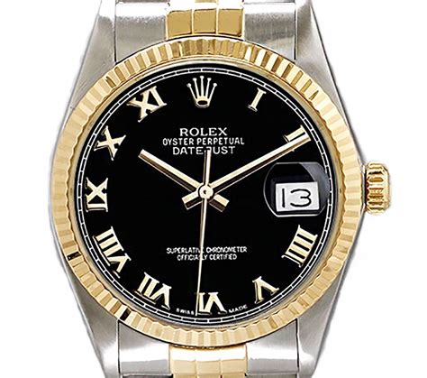 rolex men's datejust two tone fluted black roman dial|Rolex Datejust ii roman numerals.